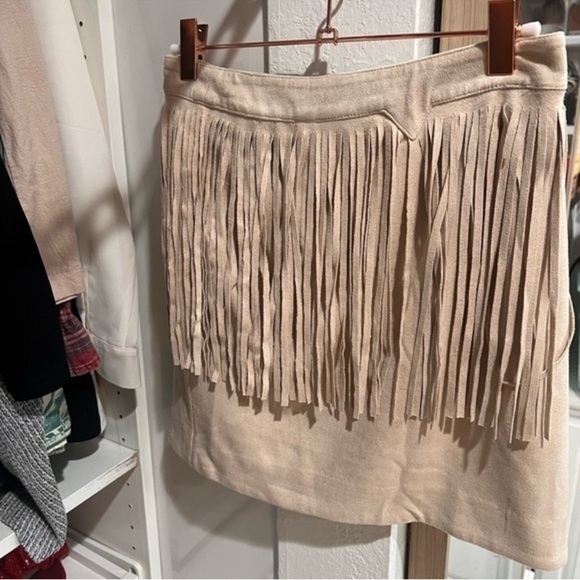 Dresses & Skirts - Fringe suede Cream Skirt